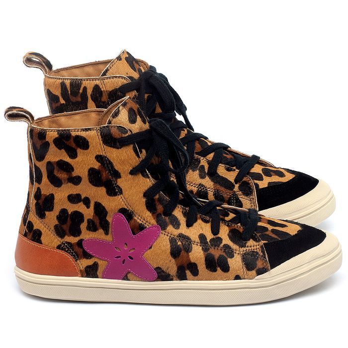 tenis cano alto animal print